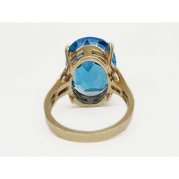 Big 11.67 ctw Oval Blue Natural Topaz Solitaire Ring 14k Gold Size 5.75 - Picture 6 of 7